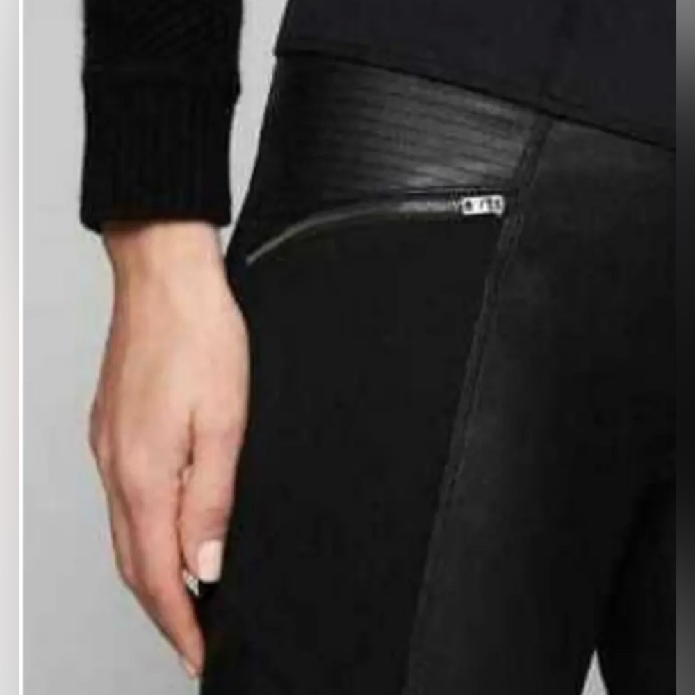 Athleta Black Leather Paneled Leggings